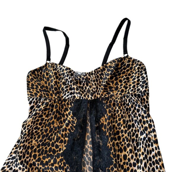Dolce Gabbana Camisole Pyjama top leopard print VTG Lace detail Small slit - Picture 3 of 15